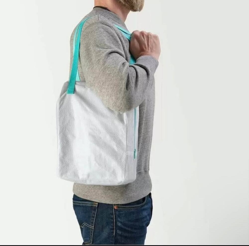 NEW IKEA Radis Lunch Bag White and Turquoise 8.75x10.75-Inch